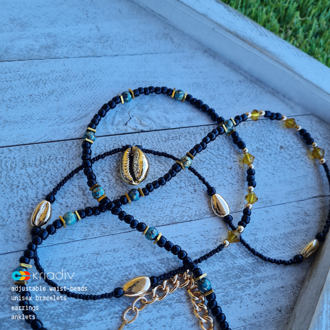 Waist Beads- Blue and Gold – The Asaa Boutique