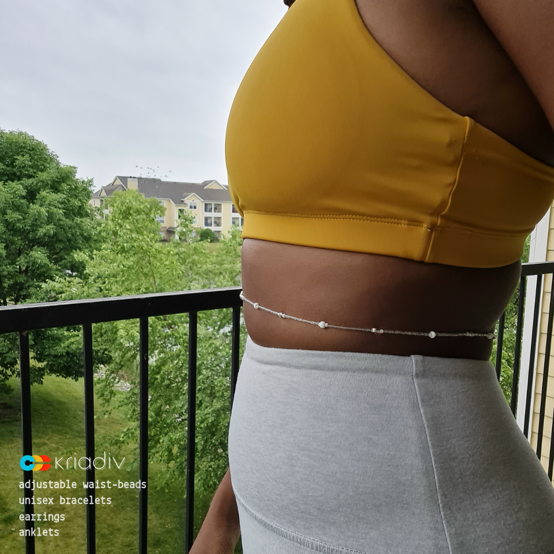 waist beads over dress Elegant white dress with glitter, beads – Zayna Dresses